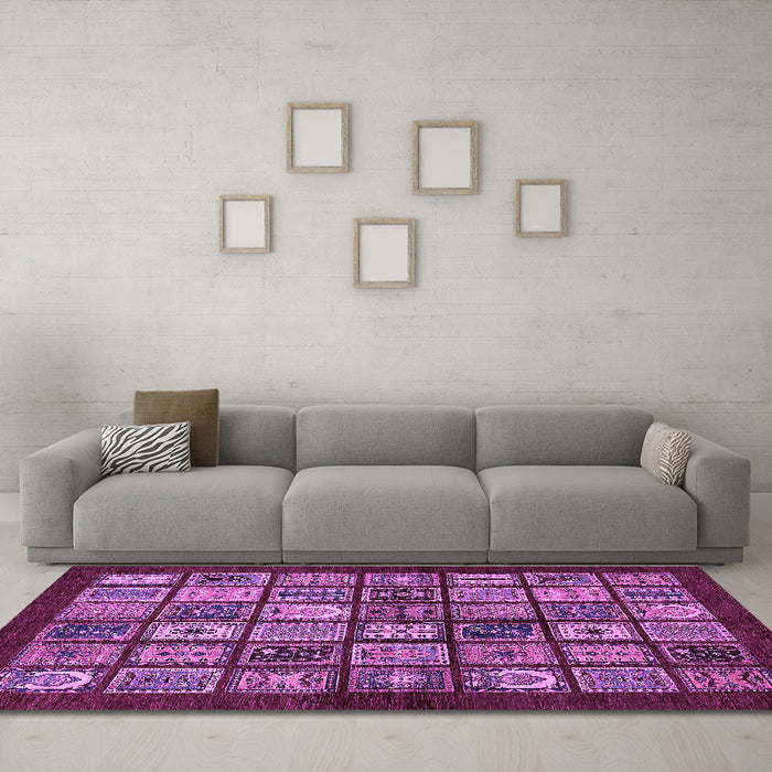 Machine Washable Southwestern Purple Country Area Rugs in a Living Room, wshabs636pur