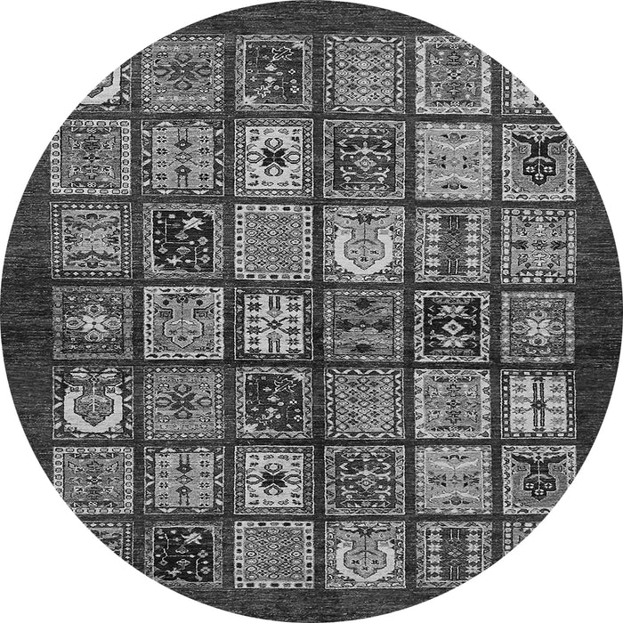 Round Machine Washable Southwestern Gray Country Rug, wshabs636gry