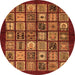 Round Machine Washable Southwestern Orange Country Area Rugs, wshabs636org