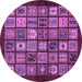 Round Machine Washable Southwestern Purple Country Area Rugs, wshabs636pur