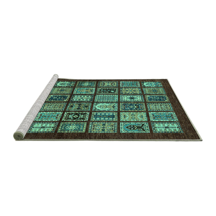 Sideview of Machine Washable Southwestern Turquoise Country Area Rugs, wshabs636turq