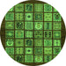 Round Southwestern Green Country Rug, abs636grn