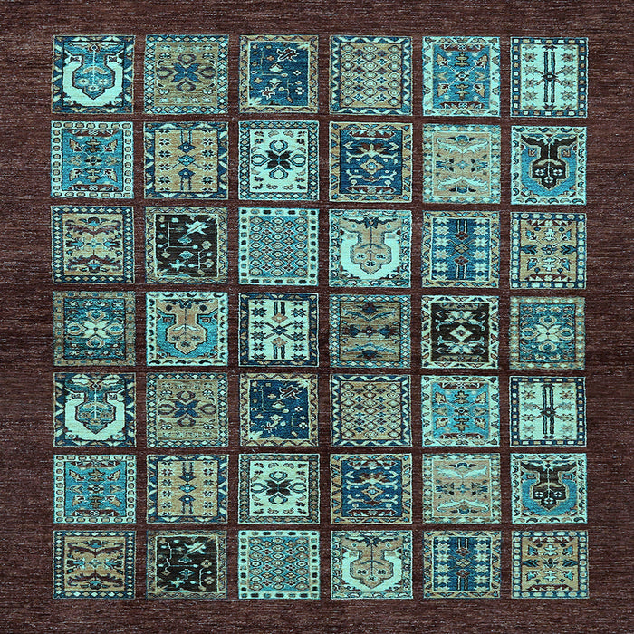 Square Southwestern Light Blue Country Rug, abs636lblu