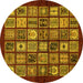 Round Southwestern Yellow Country Rug, abs636yw