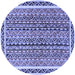 Round Abstract Blue Modern Rug, abs637blu