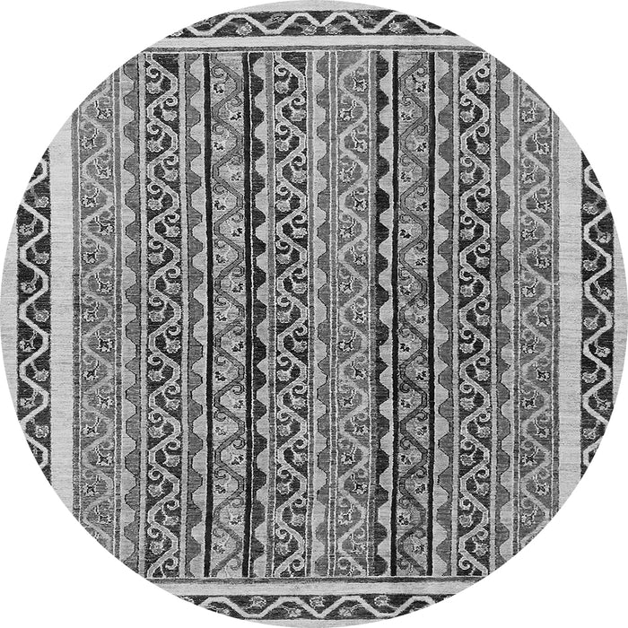 Round Machine Washable Abstract Gray Modern Rug, wshabs637gry