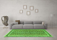 Machine Washable Abstract Green Modern Rug, wshabs637grn