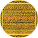 Round Machine Washable Abstract Yellow Modern Rug, wshabs637yw