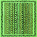 Square Machine Washable Abstract Green Modern Area Rugs, wshabs637grn