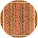 Round Abstract Orange Modern Rug, abs637org