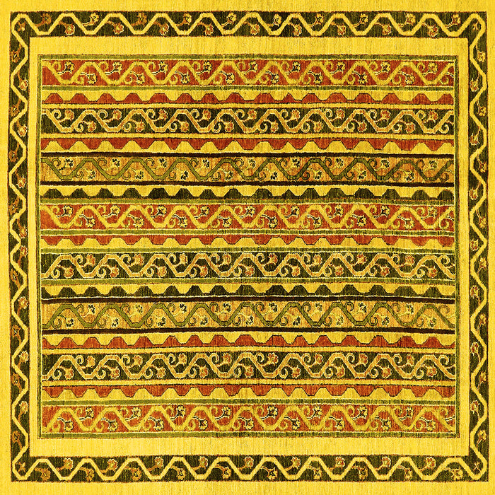 Square Machine Washable Abstract Yellow Modern Rug, wshabs637yw