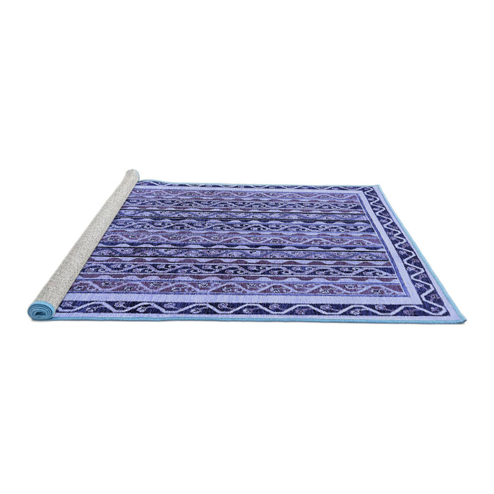 Sideview of Machine Washable Abstract Blue Modern Rug, wshabs637blu