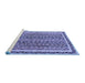 Sideview of Machine Washable Abstract Blue Modern Rug, wshabs637blu