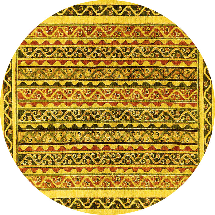 Round Abstract Yellow Modern Rug, abs637yw