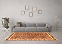 Machine Washable Abstract Orange Modern Rug, wshabs637org