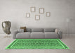 Machine Washable Abstract Emerald Green Modern Area Rugs in a Living Room,, wshabs637emgrn