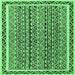 Square Machine Washable Abstract Emerald Green Modern Area Rugs, wshabs637emgrn