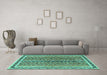 Machine Washable Abstract Turquoise Modern Area Rugs in a Living Room,, wshabs637turq