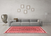 Machine Washable Abstract Red Modern Rug, wshabs637red