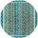 Round Abstract Light Blue Modern Rug, abs637lblu