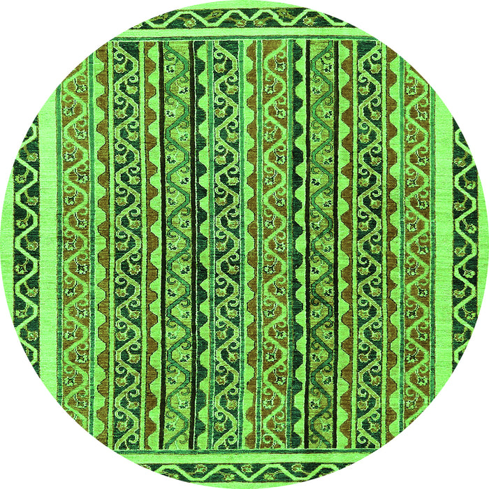 Round Machine Washable Abstract Green Modern Area Rugs, wshabs637grn