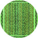 Round Machine Washable Abstract Green Modern Area Rugs, wshabs637grn