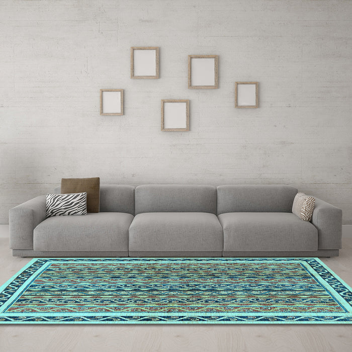 Machine Washable Abstract Light Blue Modern Rug in a Living Room, wshabs637lblu