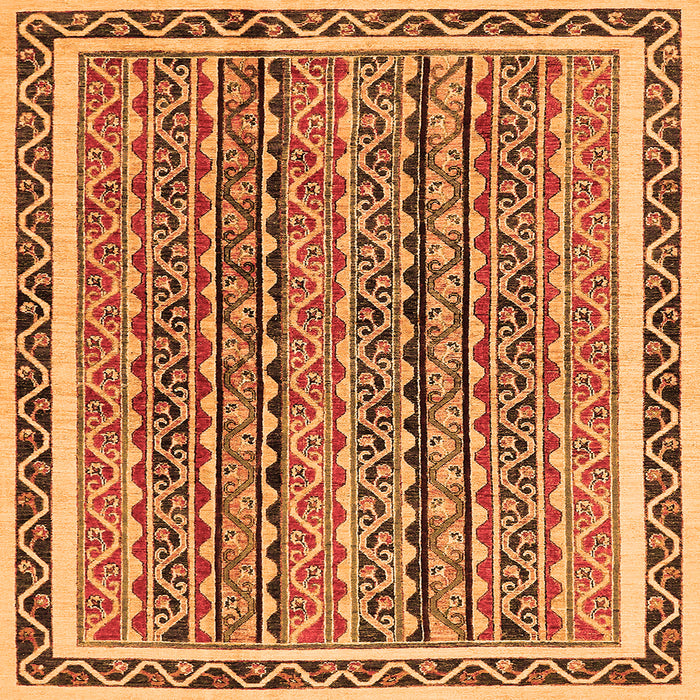 Square Machine Washable Abstract Orange Modern Area Rugs, wshabs637org