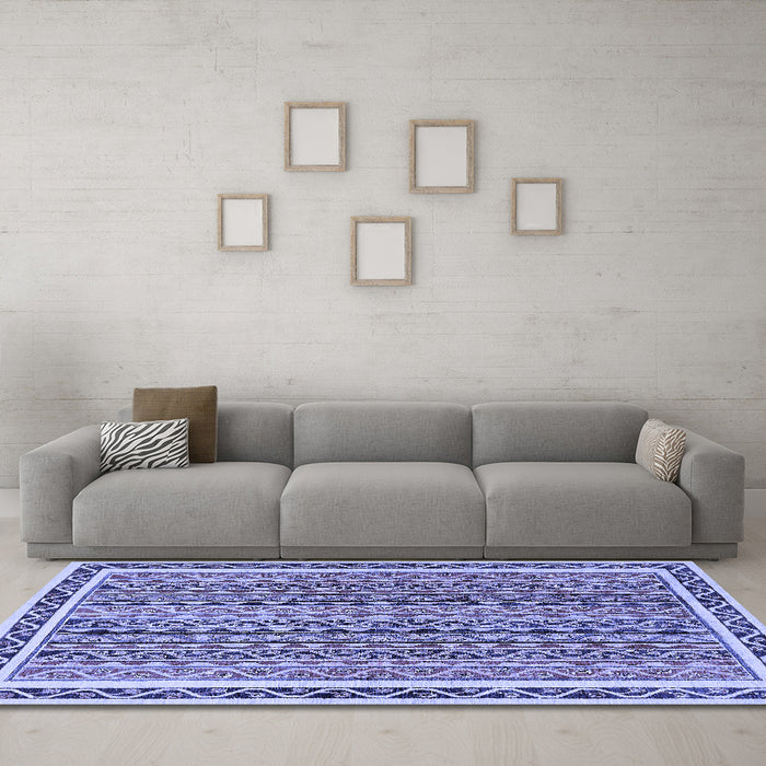 Machine Washable Abstract Blue Modern Rug in a Living Room, wshabs637blu