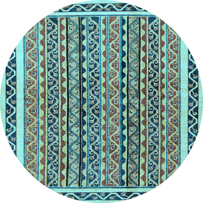 Round Machine Washable Abstract Light Blue Modern Rug, wshabs637lblu