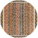 Round Machine Washable Abstract Yellow Rug, wshabs637