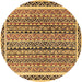 Round Machine Washable Abstract Brown Modern Rug, wshabs637brn