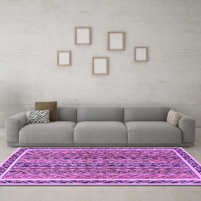 Machine Washable Abstract Purple Modern Area Rugs in a Living Room, wshabs637pur