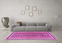 Machine Washable Abstract Pink Modern Rug, wshabs637pnk