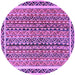 Round Machine Washable Abstract Purple Modern Area Rugs, wshabs637pur