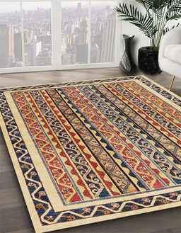 Machine Washable Abstract Yellow Rug in a Family Room, wshabs637