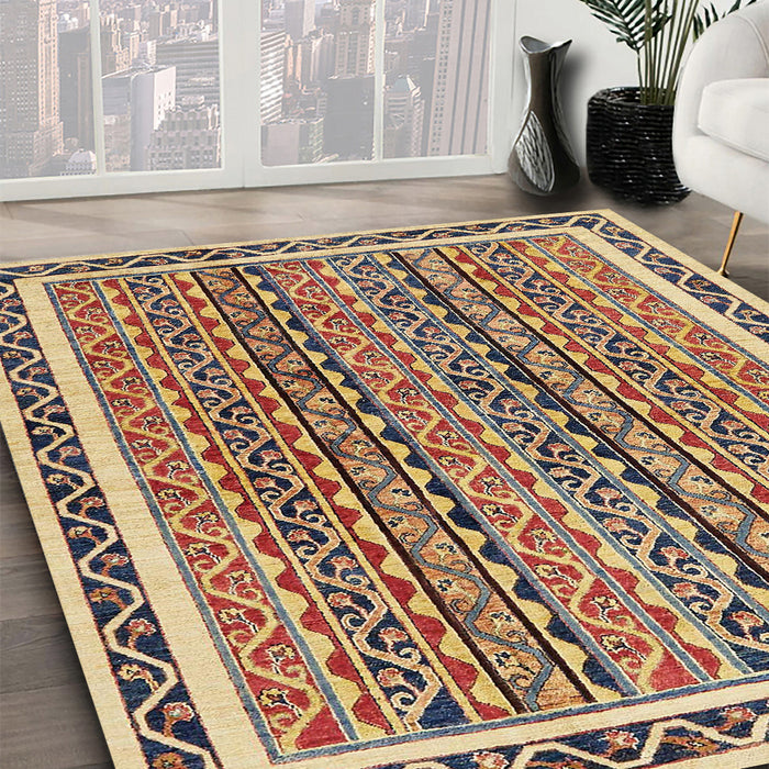 Machine Washable Abstract Yellow Rug in a Family Room, wshabs637