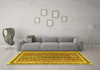 Machine Washable Abstract Yellow Modern Rug, wshabs637yw