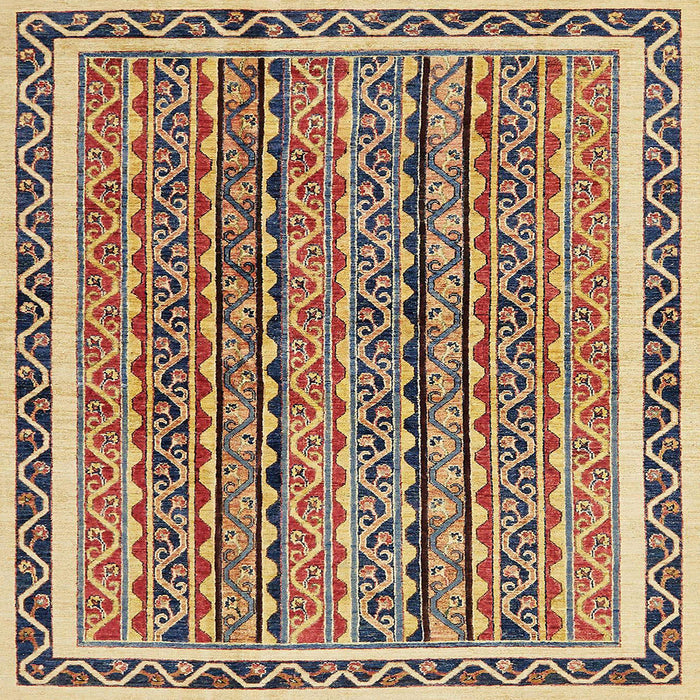 Square Machine Washable Abstract Yellow Rug, wshabs637