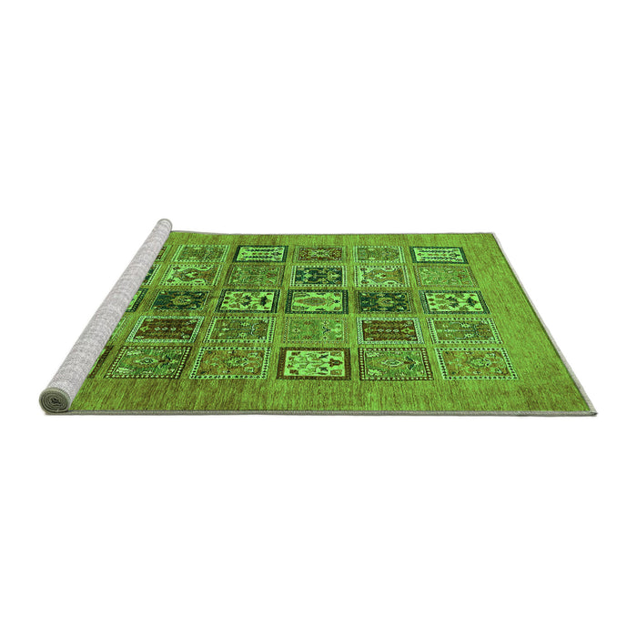 Sideview of Machine Washable Abstract Green Modern Area Rugs, wshabs638grn