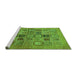 Sideview of Machine Washable Abstract Green Modern Area Rugs, wshabs638grn