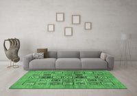 Machine Washable Abstract Emerald Green Modern Rug, wshabs638emgrn