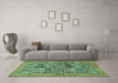 Machine Washable Abstract Turquoise Modern Area Rugs in a Living Room,, wshabs638turq