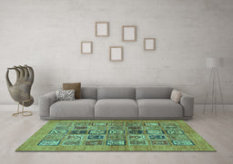 Machine Washable Abstract Turquoise Modern Area Rugs in a Living Room,, wshabs638turq