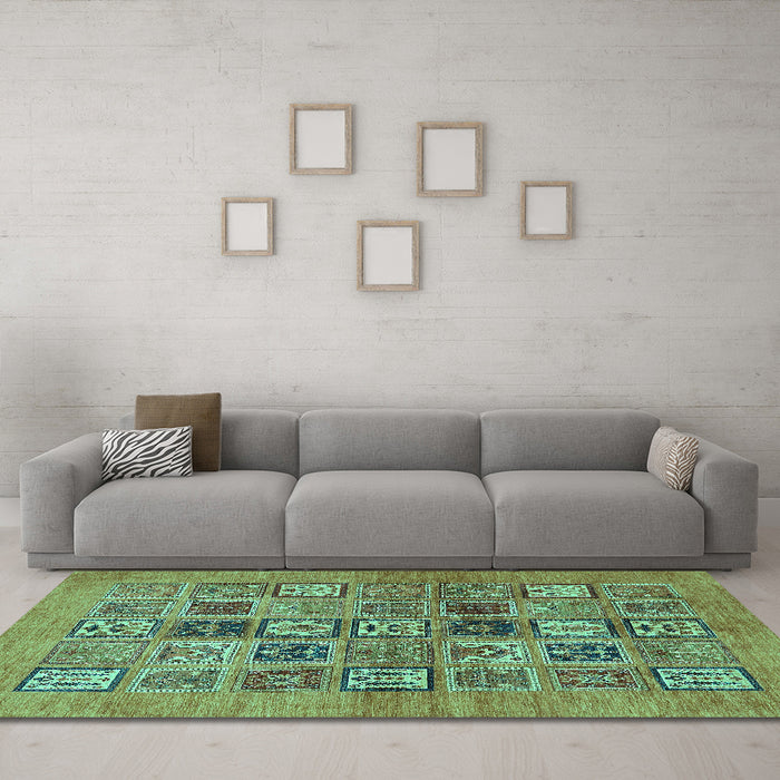 Machine Washable Abstract Turquoise Modern Area Rugs in a Living Room,, wshabs638turq