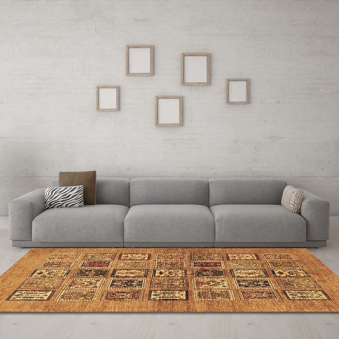 Machine Washable Abstract Brown Modern Rug in a Living Room,, wshabs638brn