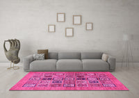 Machine Washable Abstract Pink Modern Rug, wshabs638pnk