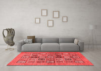 Machine Washable Abstract Red Modern Rug, wshabs638red