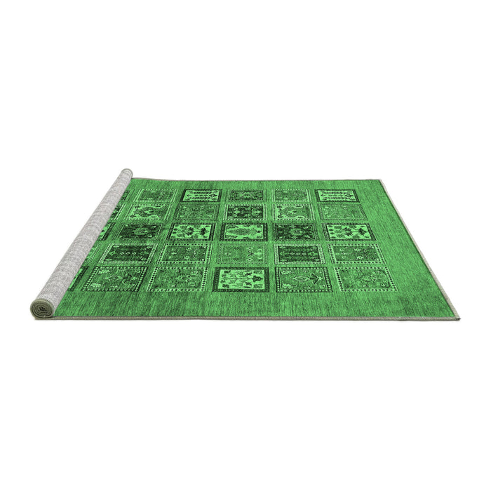 Sideview of Machine Washable Abstract Emerald Green Modern Area Rugs, wshabs638emgrn