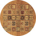 Round Abstract Brown Modern Rug, abs638brn